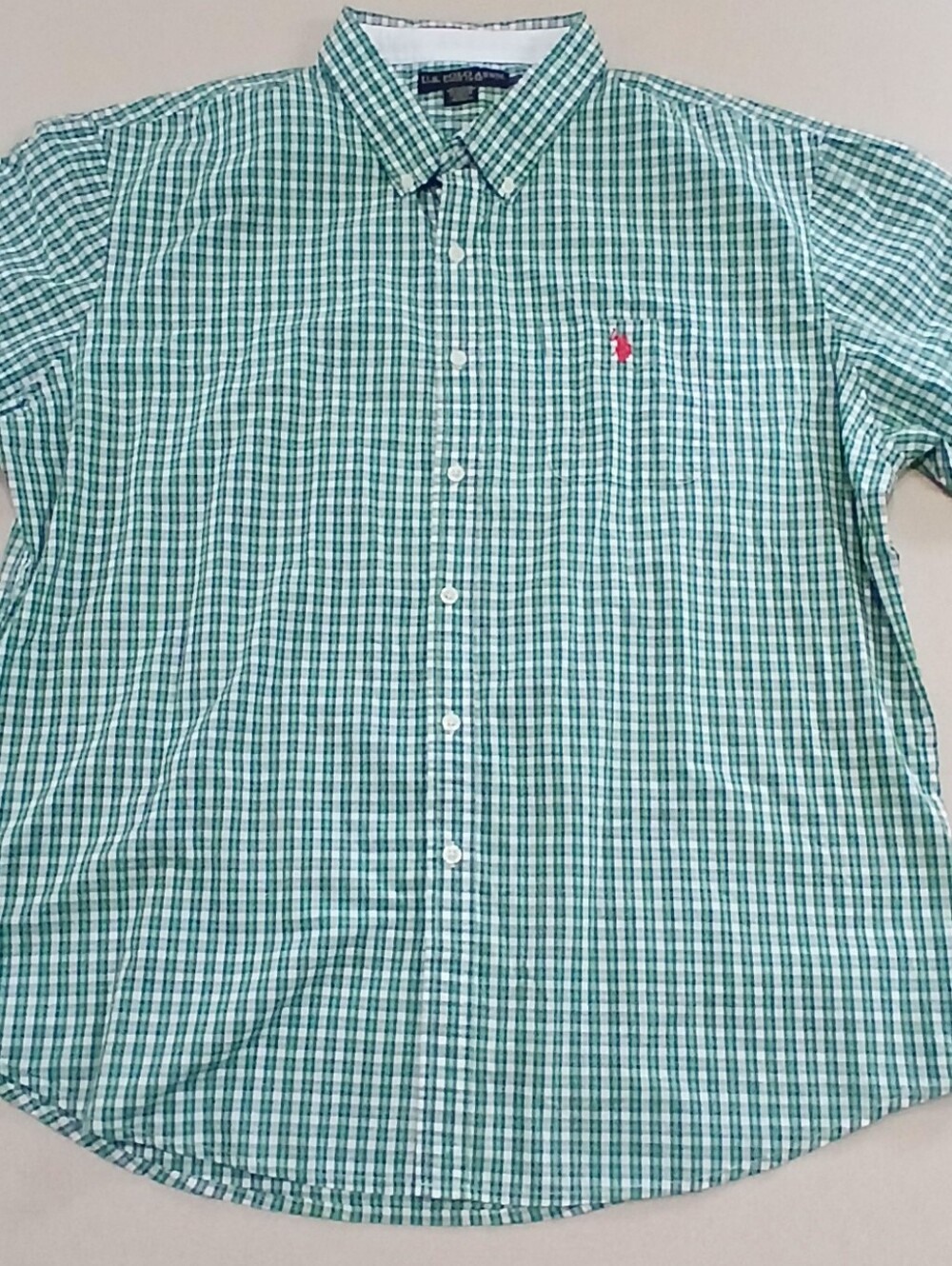 U.S. Polo Assn. Green Plaid Short-Sleeve Button-Down Shirt